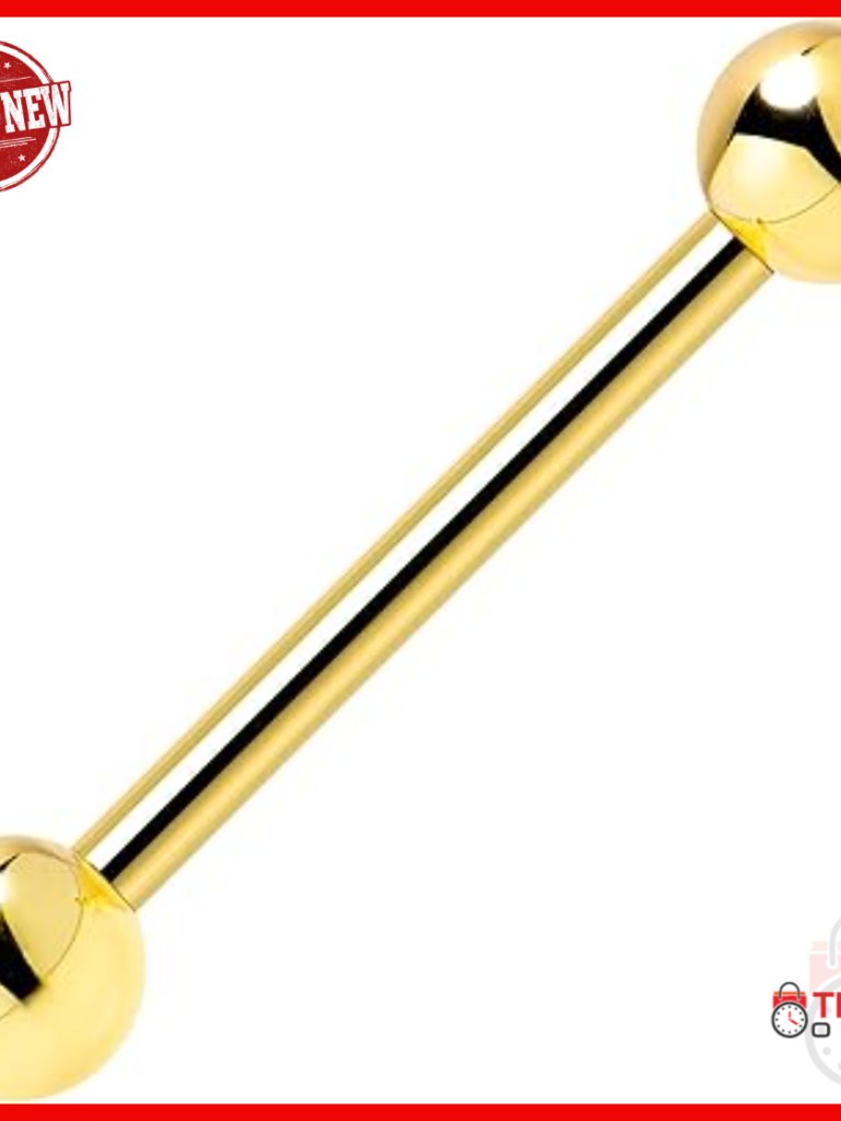 14k Gold Internally Threaded Barbell Tongue Ring 14 Gauge 58